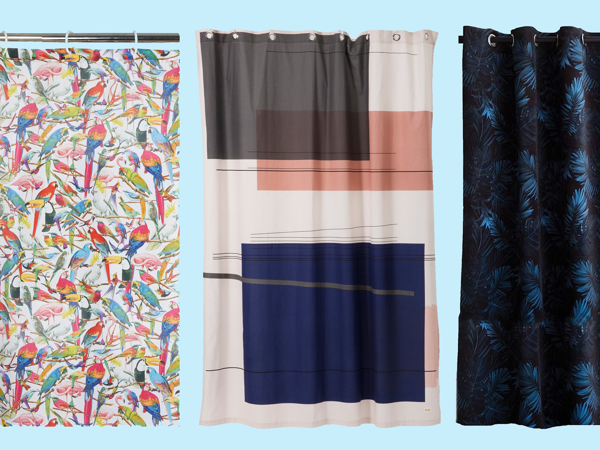 Birds Leaves Fabric Shower Curtain Sets Washable Bathroom Decor with 12 Hooks 