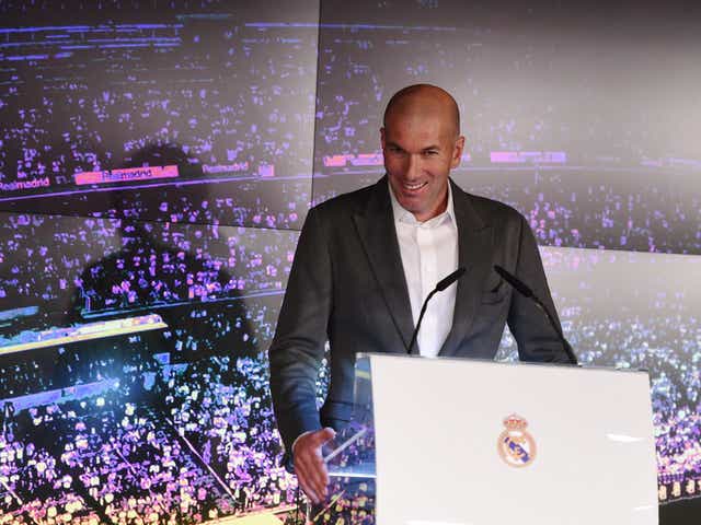 Zinedine Zidane  is presented to the media in Madrid