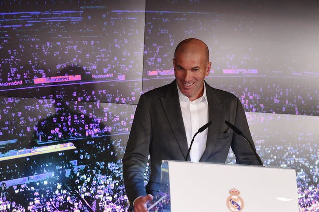 Zinedine Zidane  is presented to the media in Madrid