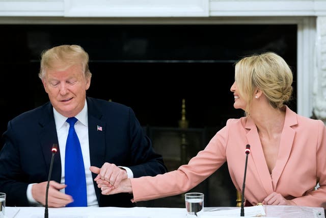 Pictured: US President Donald J. Trump (L) and his daughter Ivanka Trump (R), participate in an American Workforce Policy Advisory Board meeting in the State Dining Room of the White House in Washington, DC, USA, 6 March 2019.