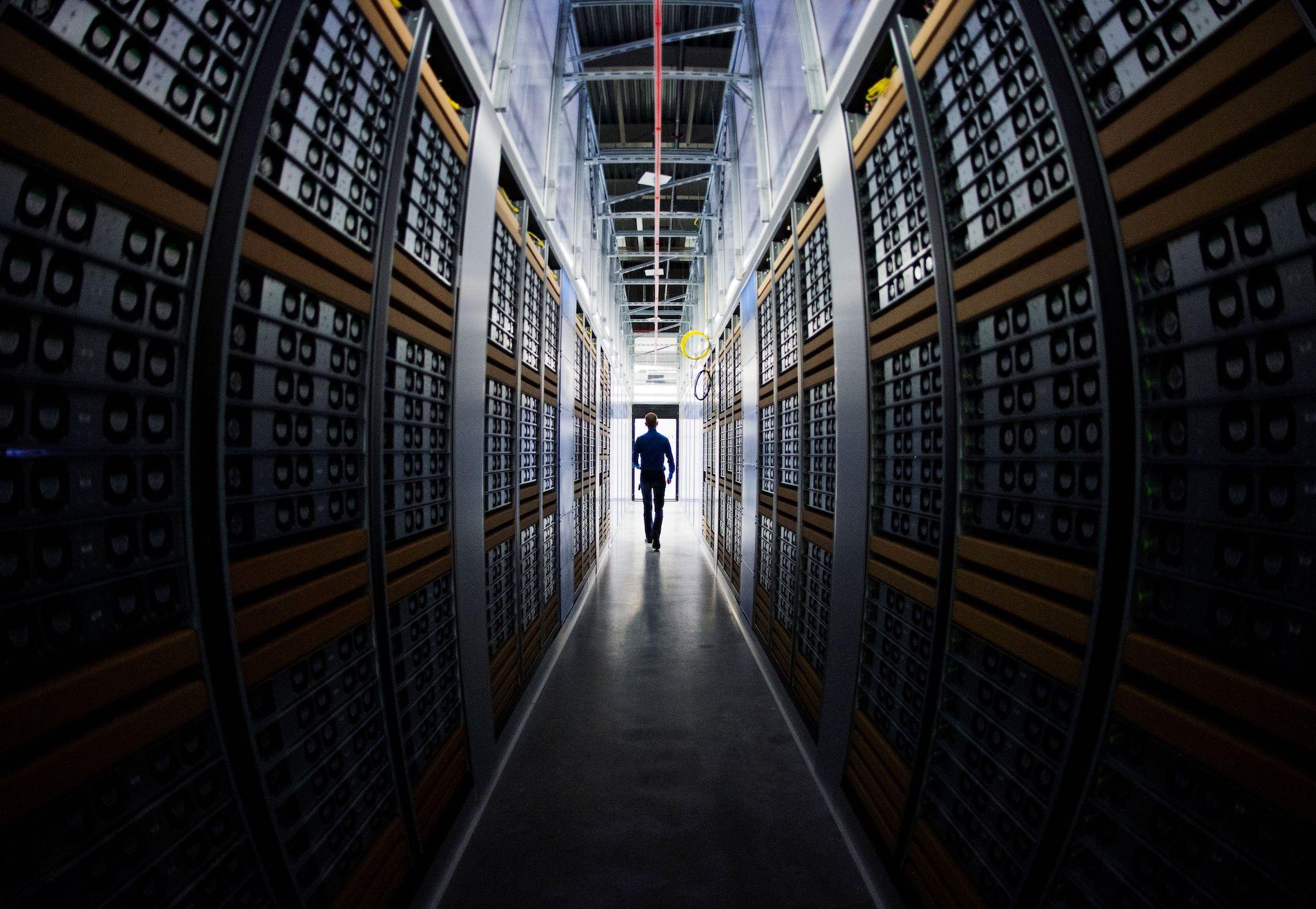 Joel Kjellgren, Data Center Manager walks in one of the server rooms at the new Facebook Data Center, its first outside the US on November 7, 2013 in Lulea, in Swedish Lapland