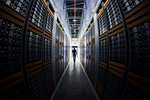 Joel Kjellgren, Data Center Manager walks in one of the server rooms at the new Facebook Data Center, its first outside the US on November 7, 2013 in Lulea, in Swedish Lapland