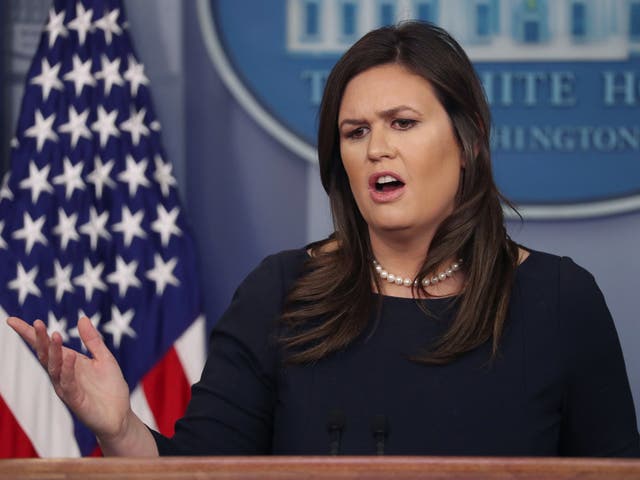 White House press secretary Sarah Sanders answers questions from reporters