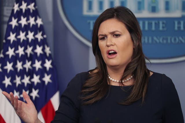 White House press secretary Sarah Sanders answers questions from reporters