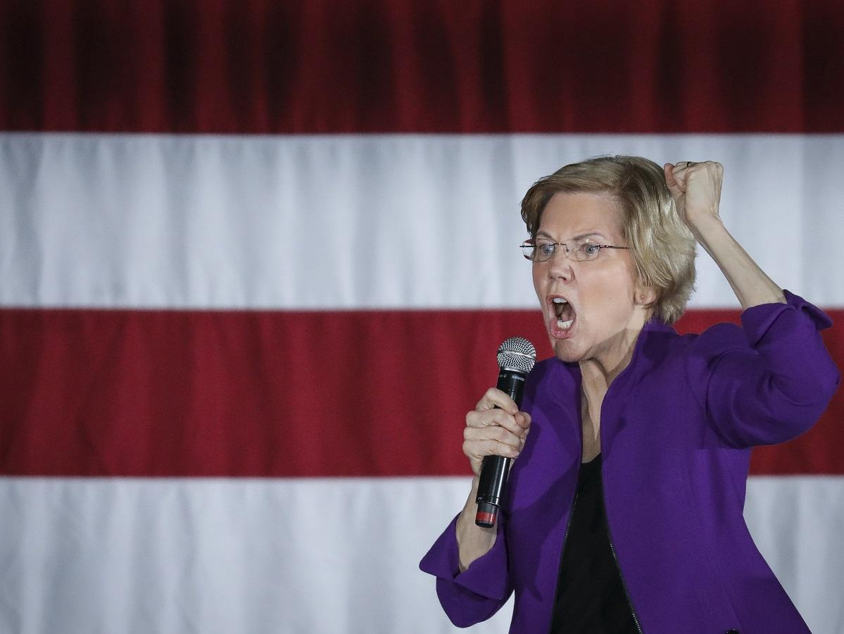 Sen. Elizabeth Warren, one of several Democrats running for the party's nomination in the 2020 presidential race, speaks during a campaign event, 8 March, 2019 in New York City