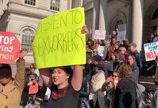 Sex workers storm NYC protest against prostitution decriminalisation