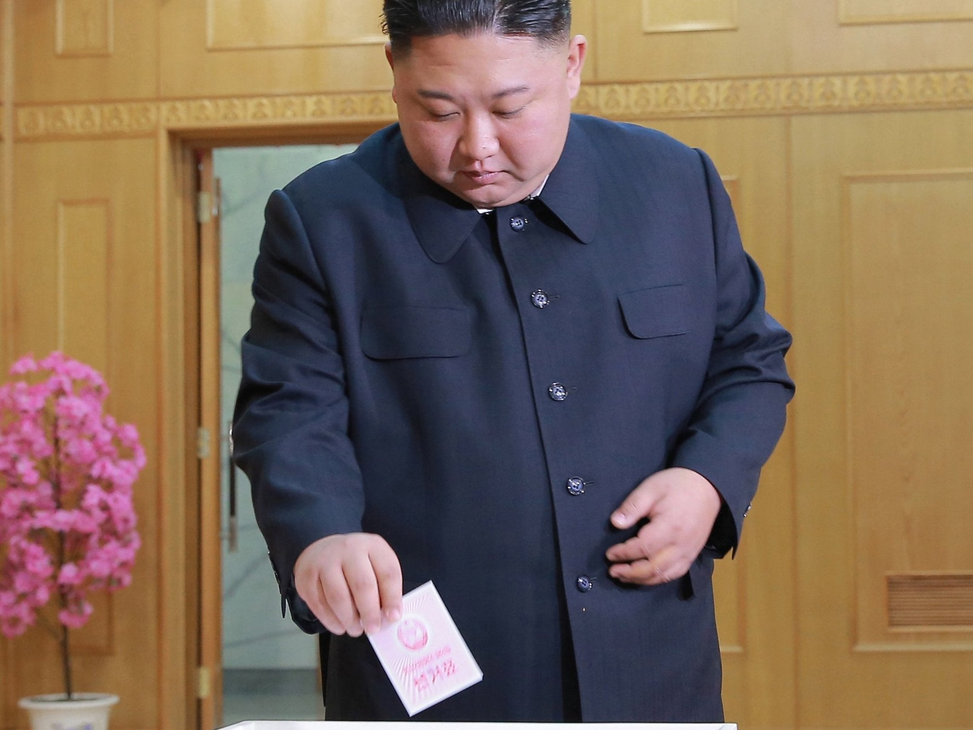 Kim Jong-un casts his ballot in his country's national elections