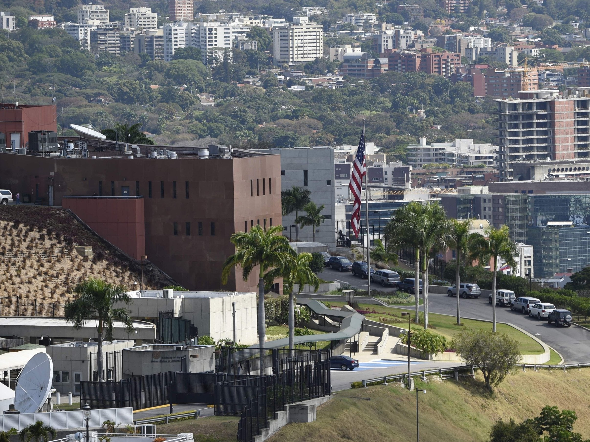 The US embassy in Caracas, seen as Washington prepares to withdraw remaining diplomatic staff