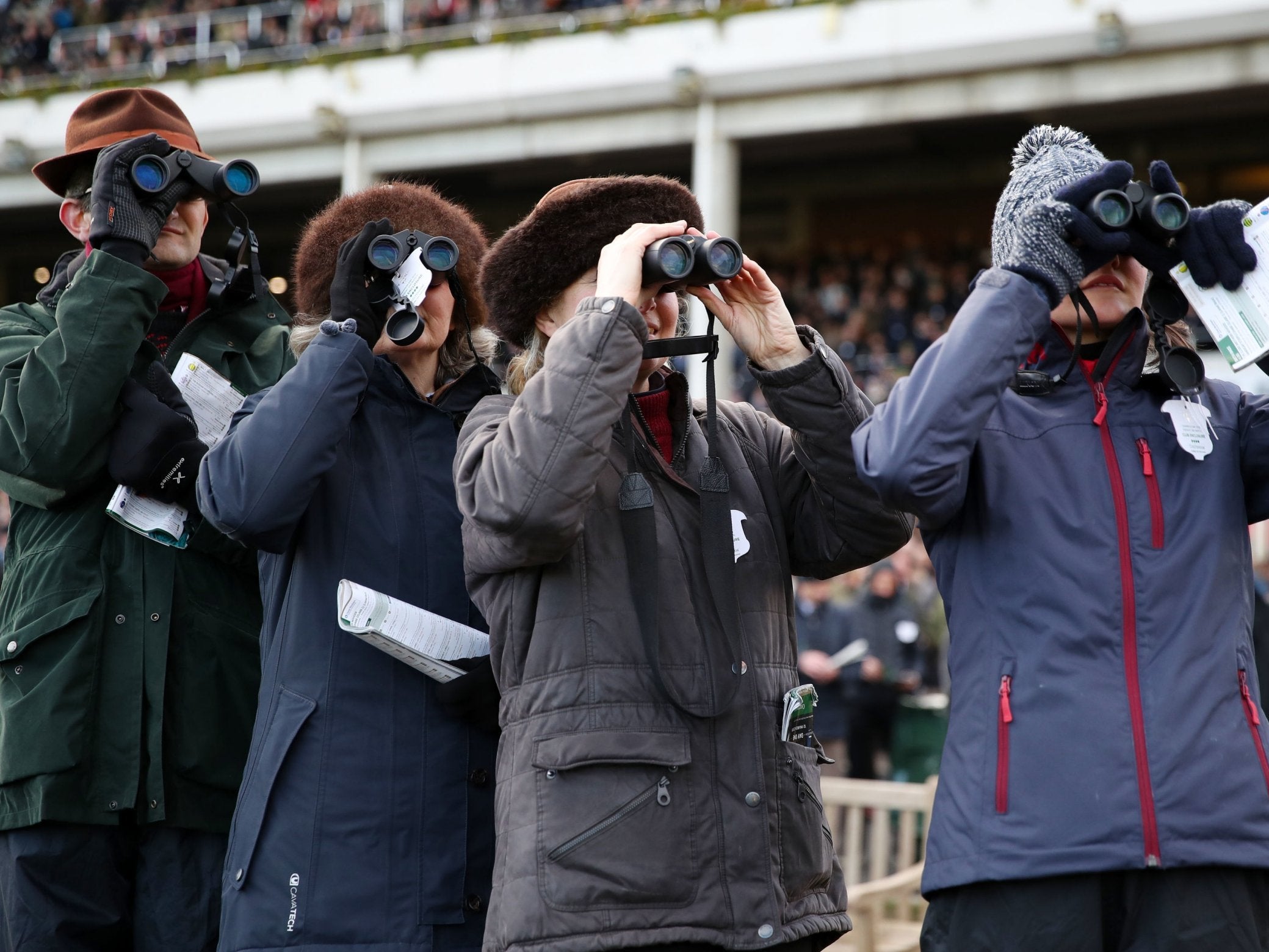 Spectators watch the action