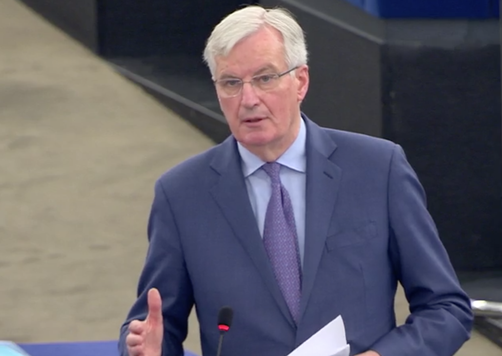 Michel Barnier updated the European Parliament after the vote in the Commons
