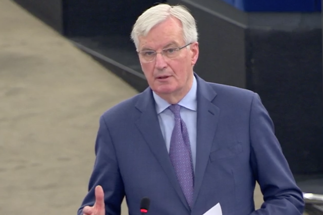 Michel Barnier updated the European Parliament after the vote in the Commons