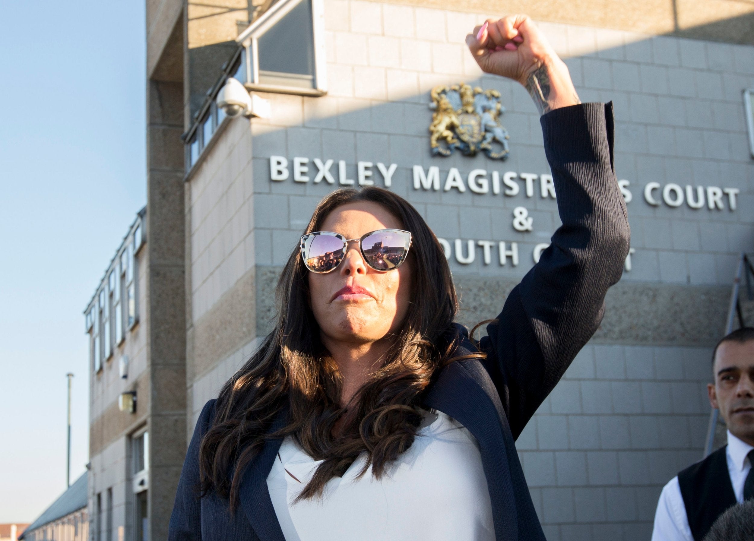 Katie Price outside Bexley Magistrates' Court after she was banned from driving following her drink-driving conviction last month.
