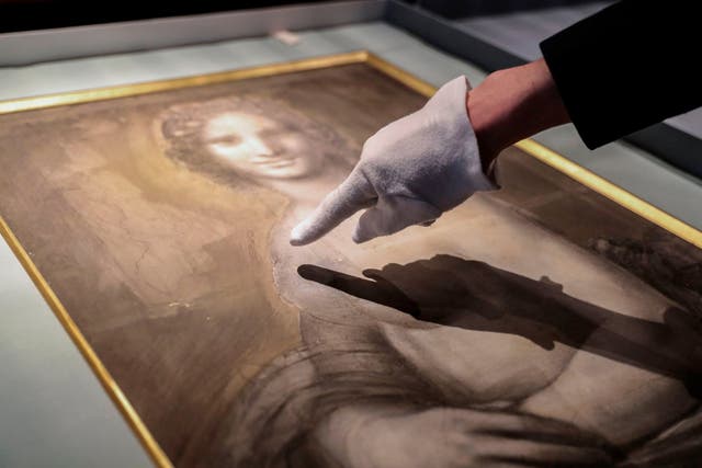 The charcoal drawing known as the 'Monna Vanna', during the artwork's presentation to the press at the Domaine de Chantilly, on March 11