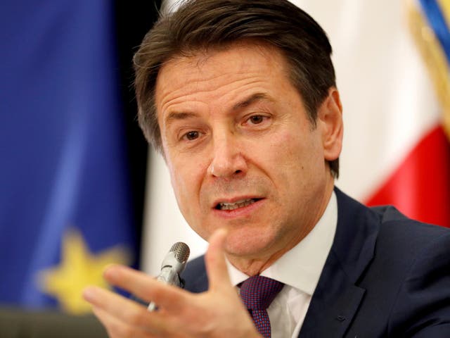 Italian prime minister Giuseppe Conte speaks during his end-of-year news conference in Rome