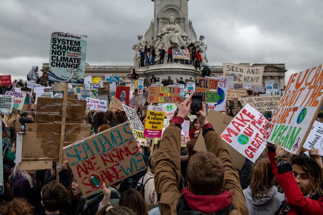 Pupils protest against climate change at Buckingham Palace in March 2019