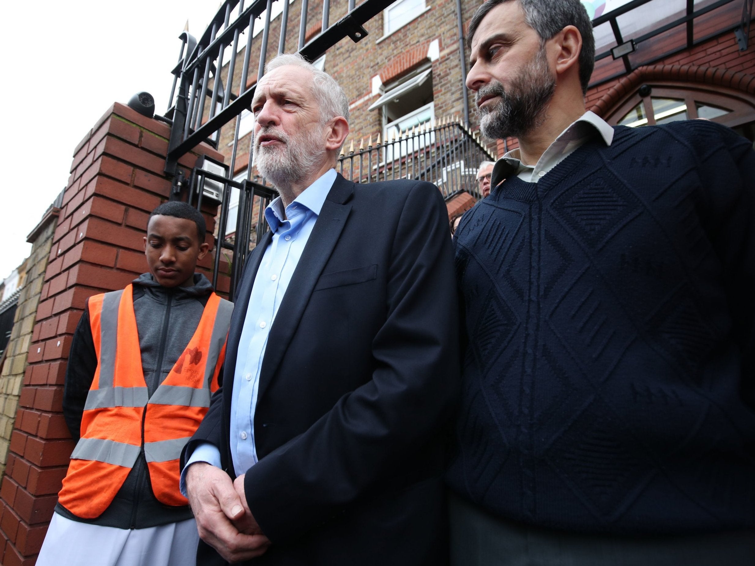 Jeremy Corbyn speaking outside Finsbury Park Mosque following the Christchurch attack