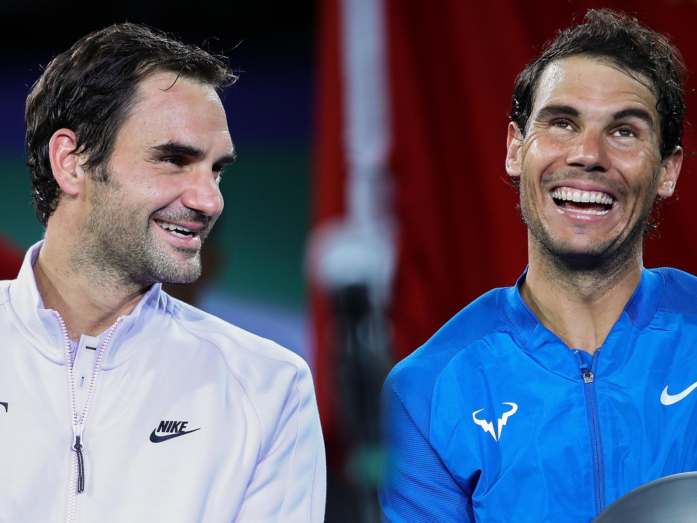 Roger Federer of Switzerland and Rafael Nadal of Spain
