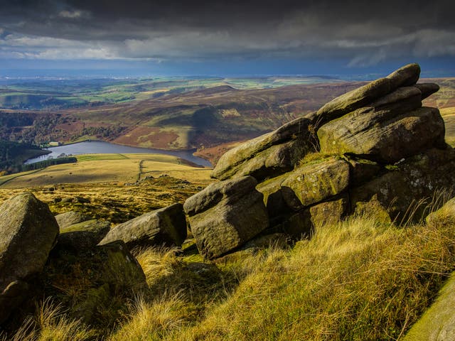 Kinder reservoir seen from the flanks of Kinder Scout, ‘a better beast than many a mountain’