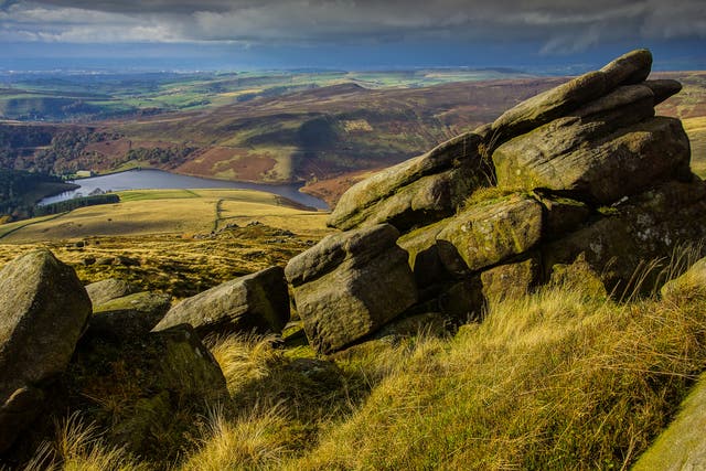 Kinder reservoir seen from the flanks of Kinder Scout, ‘a better beast than many a mountain’