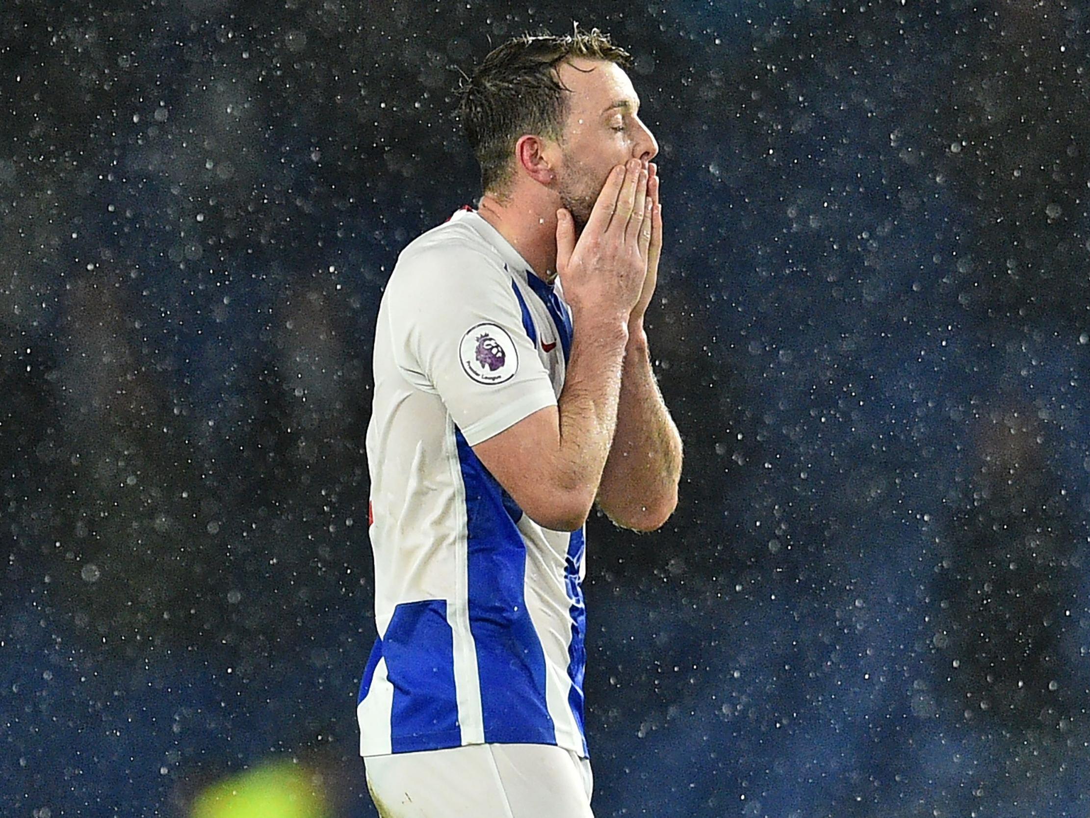 Brighton's Dale Stephens reacts