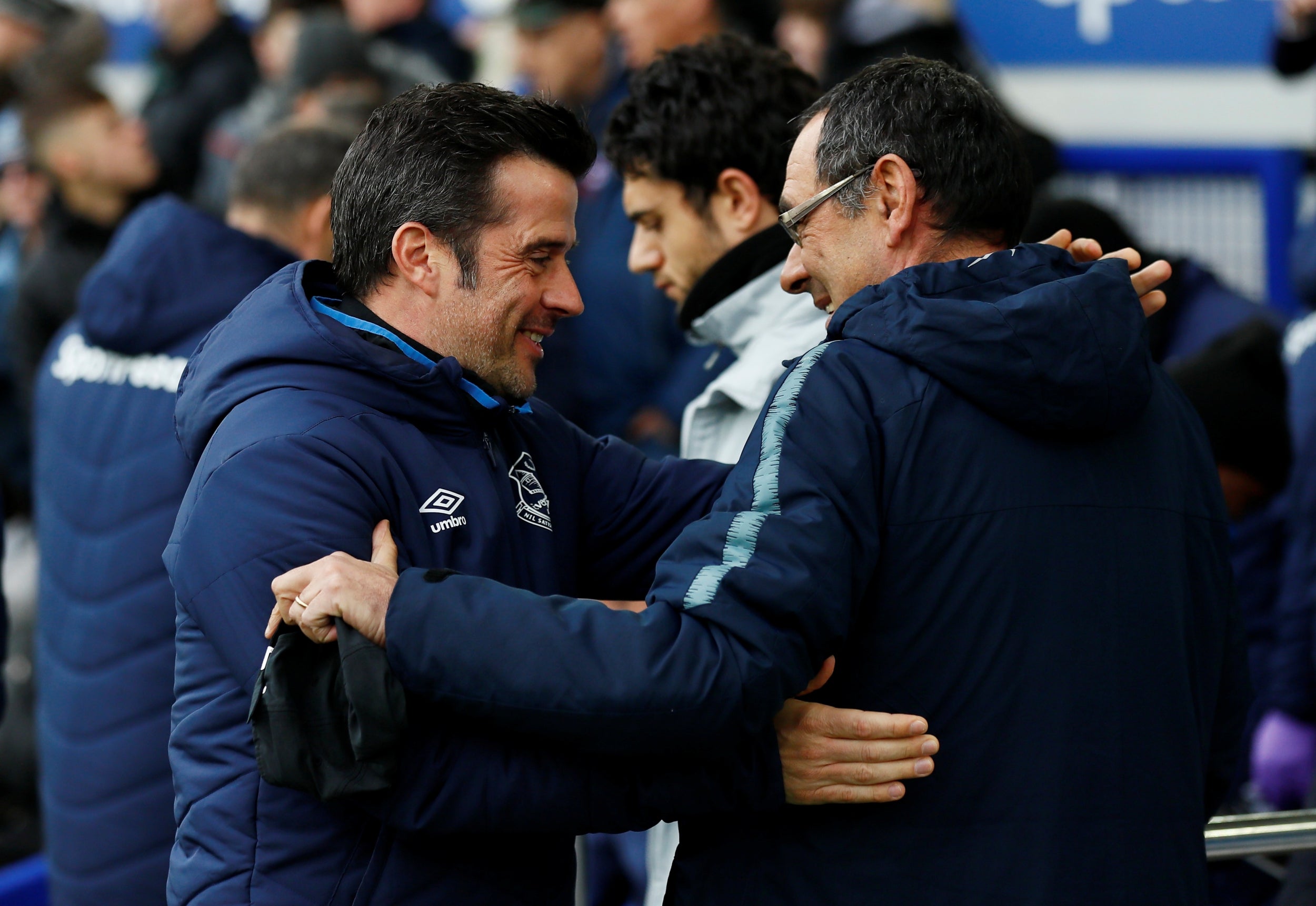 Marco Silva and Maurizio Sarri before kick-off