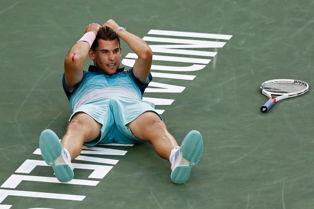 Dominic Thiem was stunned with his victory over Roger Federer at Indian Wells