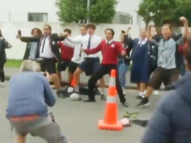 Children performing an impromptu haka after 50 people were killed in Christchurch