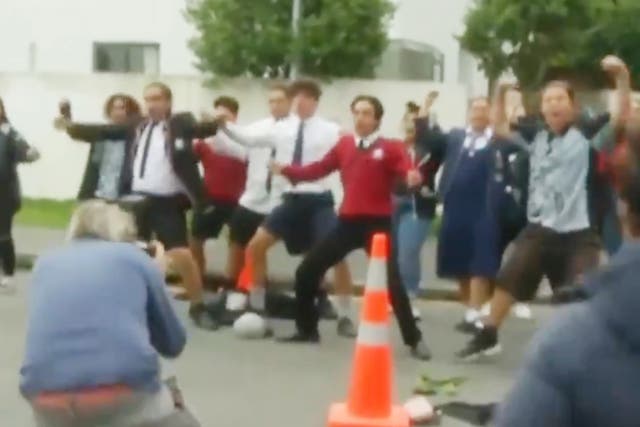 Children performing an impromptu haka after 50 people were killed in Christchurch