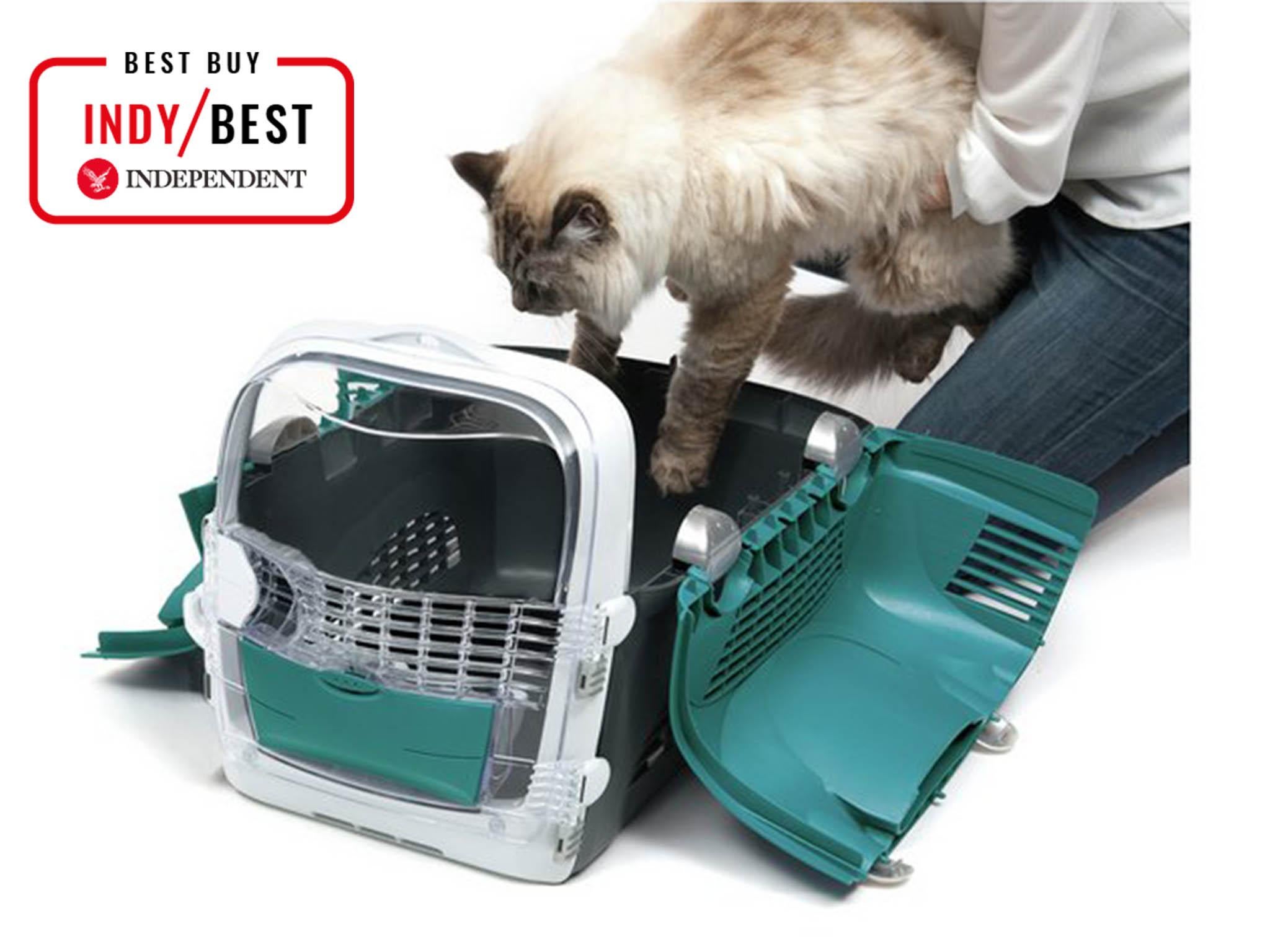 For cats that need coaxing into their carrier, this unfolds to help them in gently