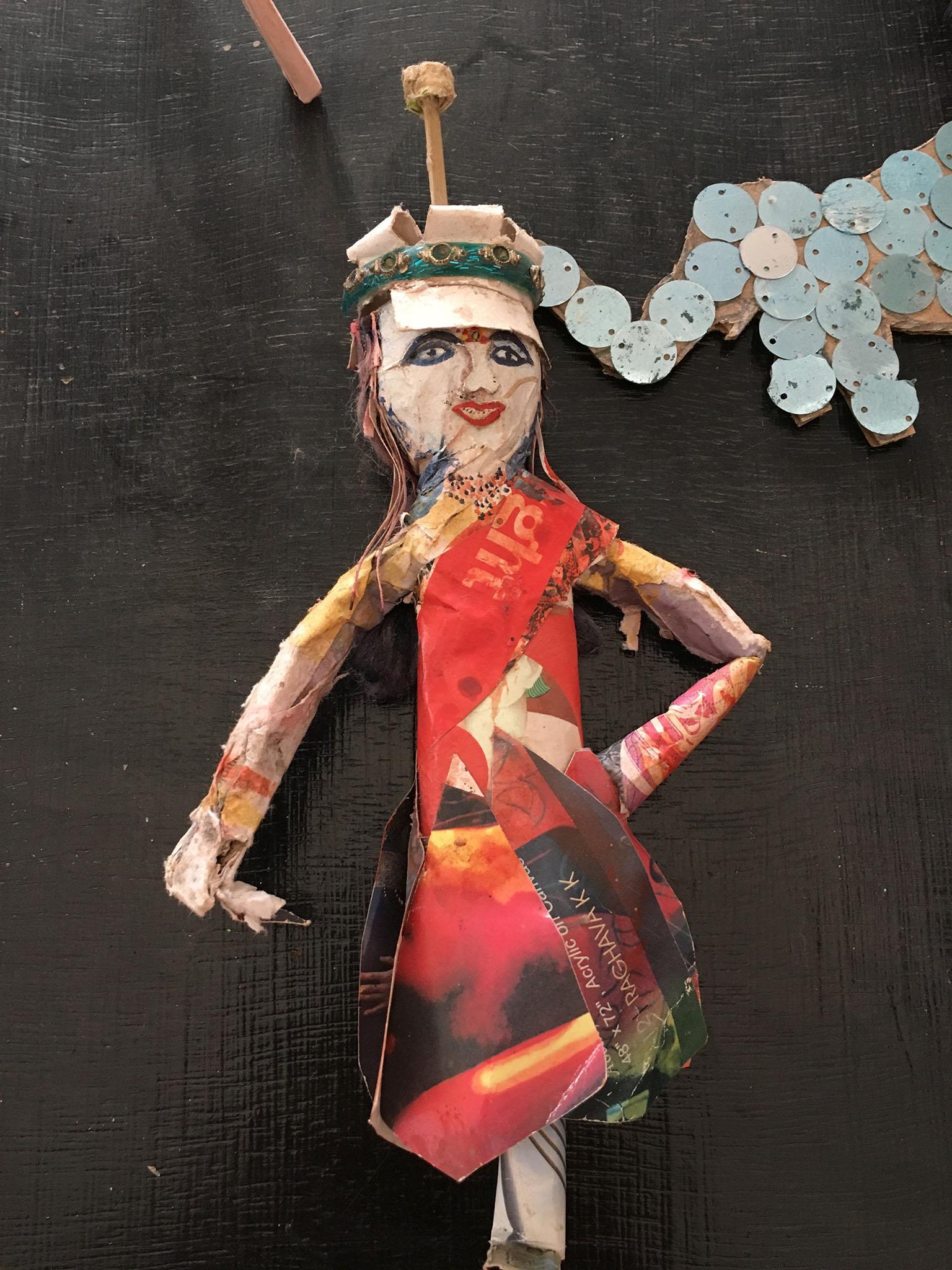 A doll made of recycled materials