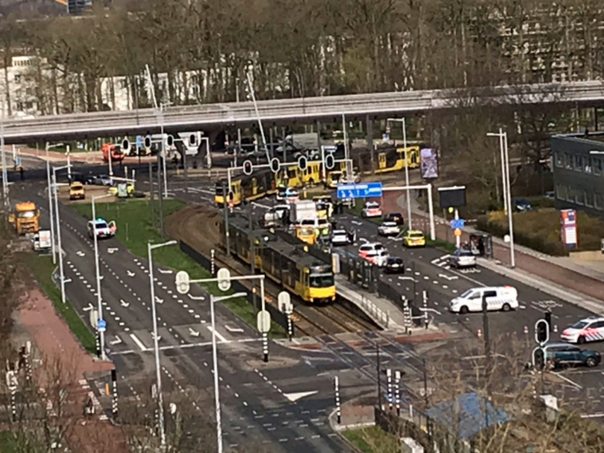 Emergency services attend the scene outside of Utrecht's city centre