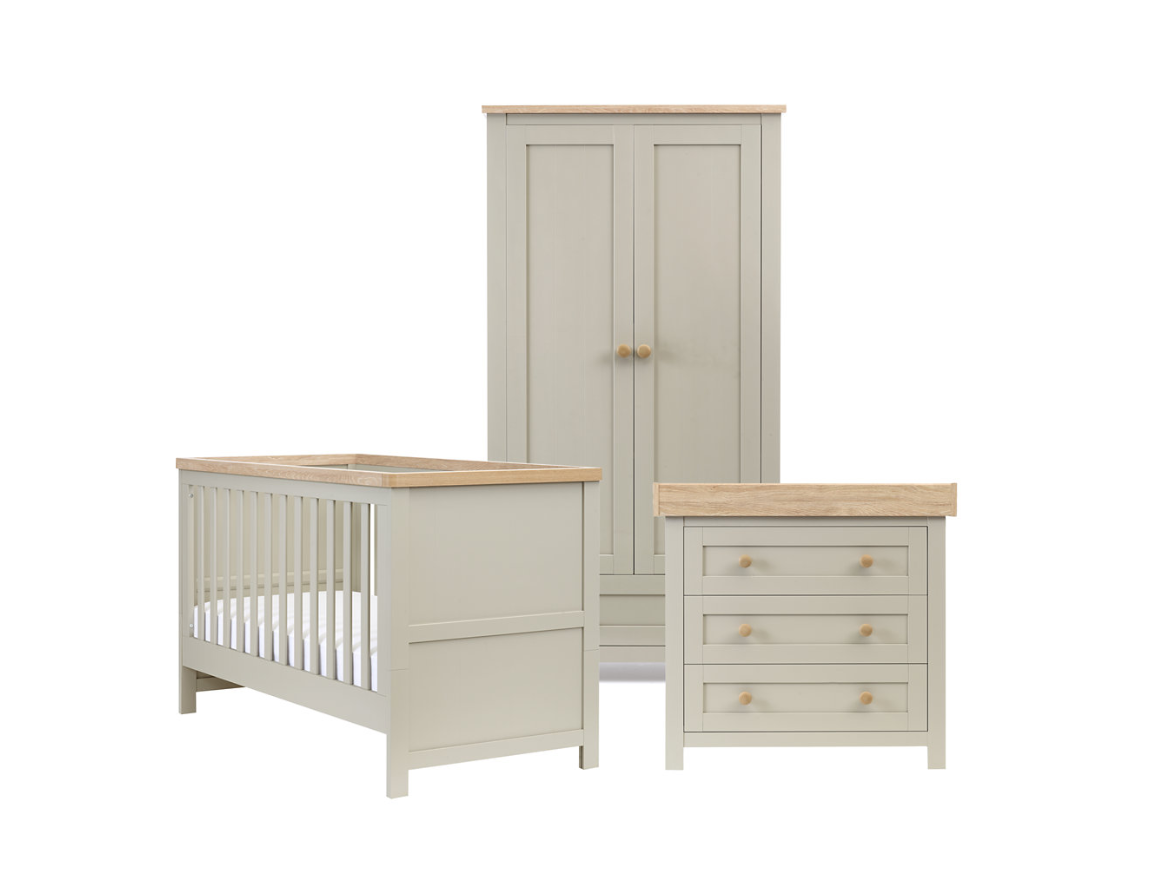 white and oak nursery furniture sets