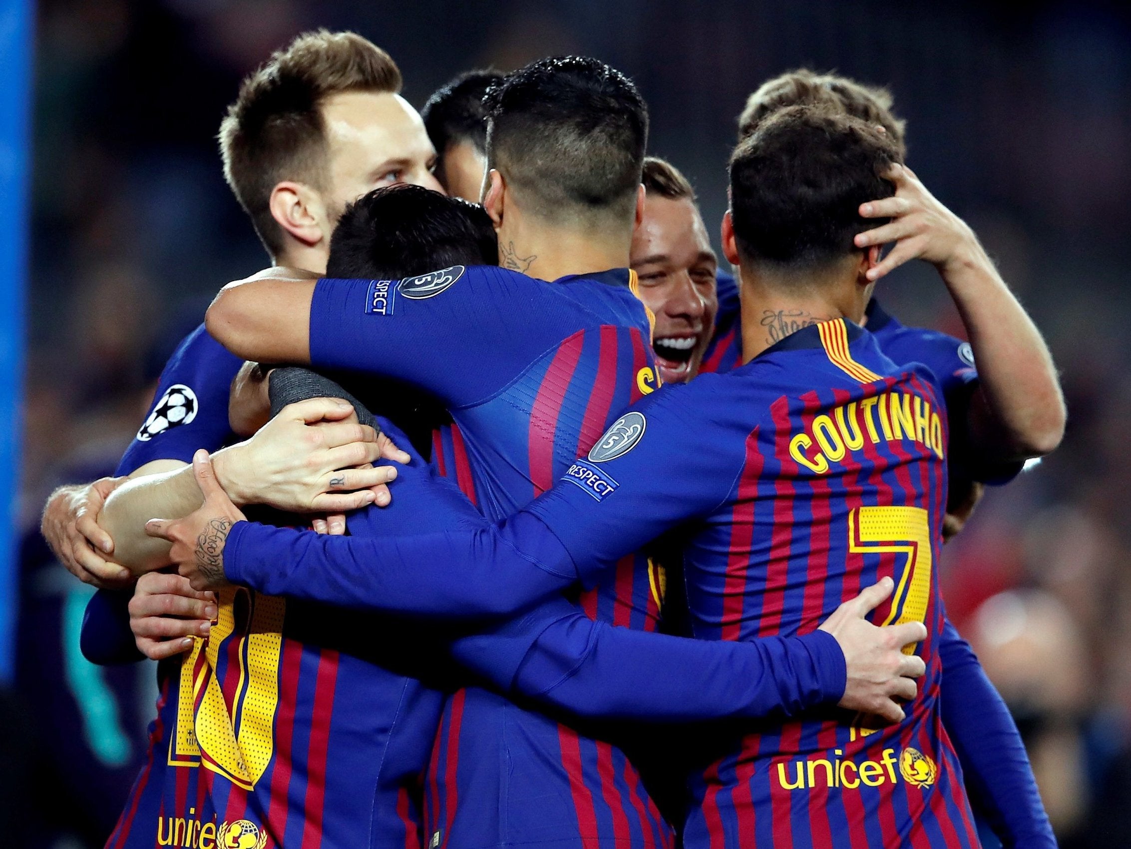Barcelona's players celebrate