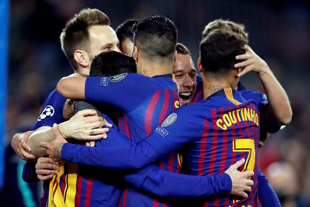Barcelona's players celebrate