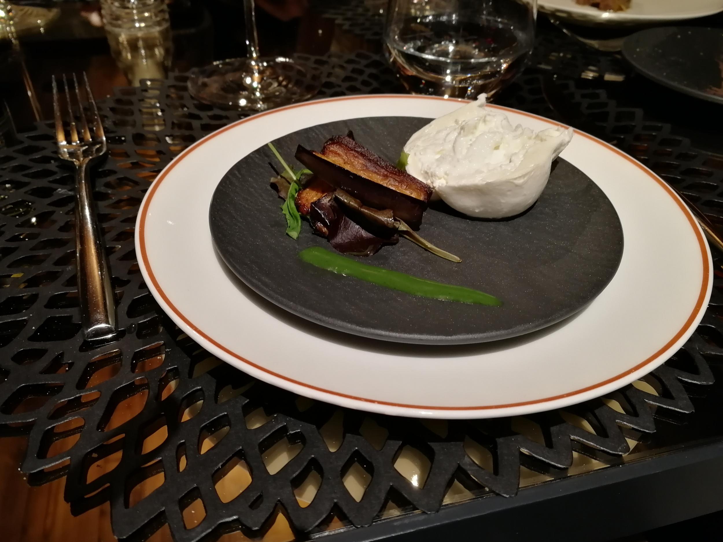 A starter of Burrata at Le Massif's steakhouse