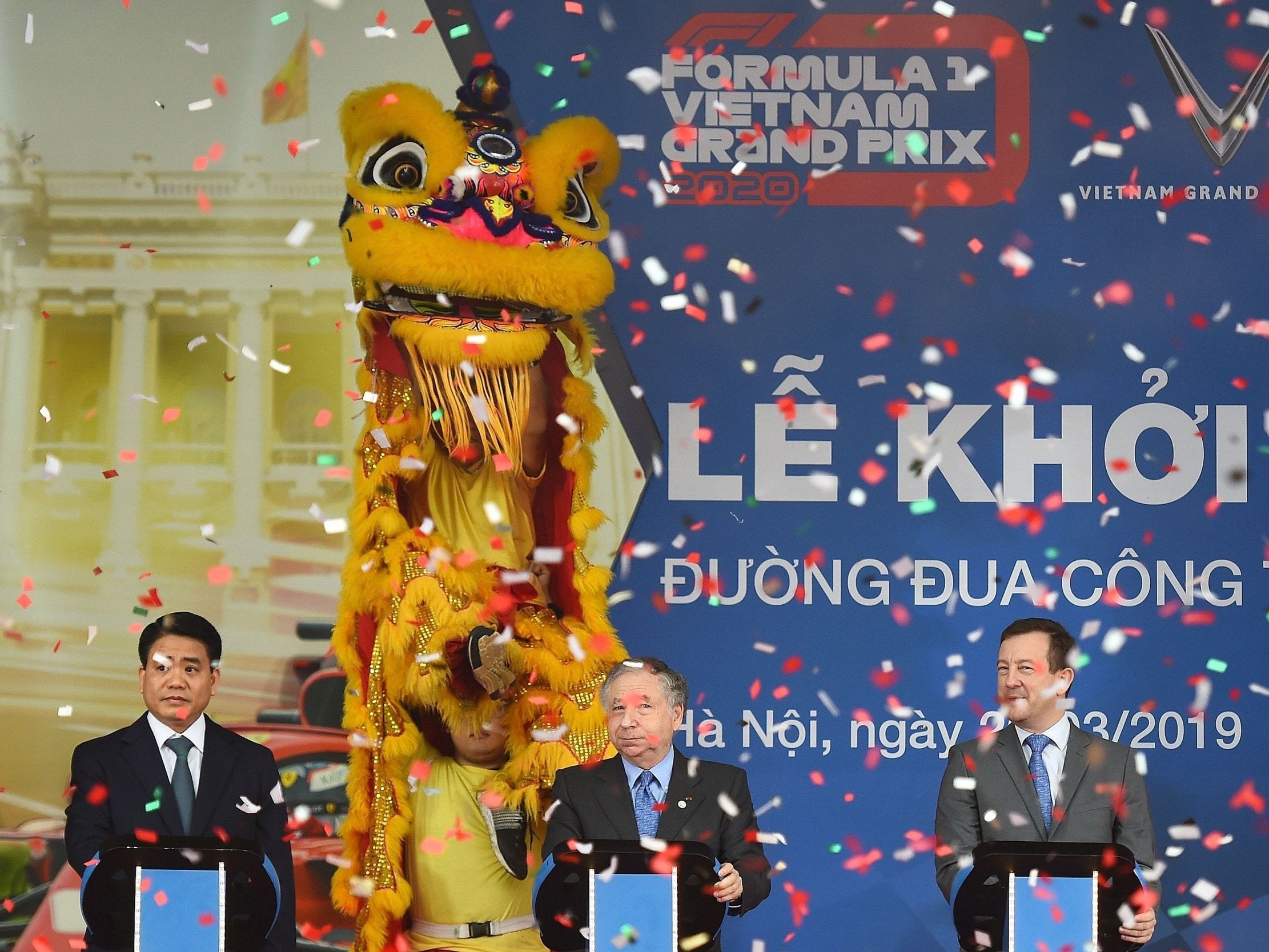 FIA president Jean Todt attends the ground-breaking ceremony for the 2020 Vietnam Formula One Grand Prix in Hanoi