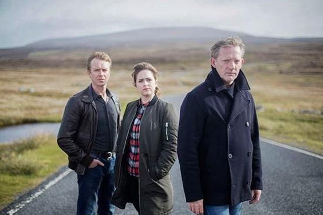 Steven Robertson, Alison O'Donnell and Douglas Henshall in 'Shetland'