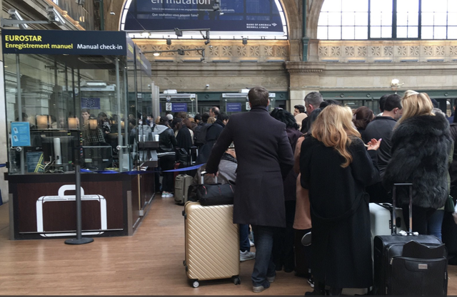 Waiting game: queues outside the Eurostar terminal at Paris Gare du Nord