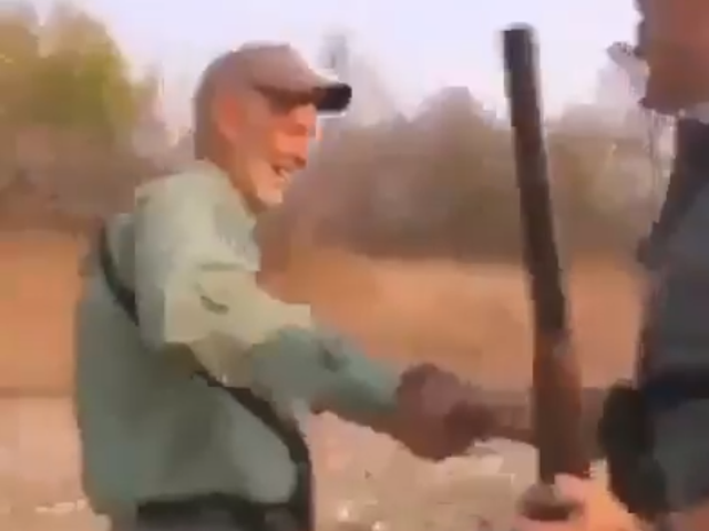 Gorney is congratulated by a shooting guide