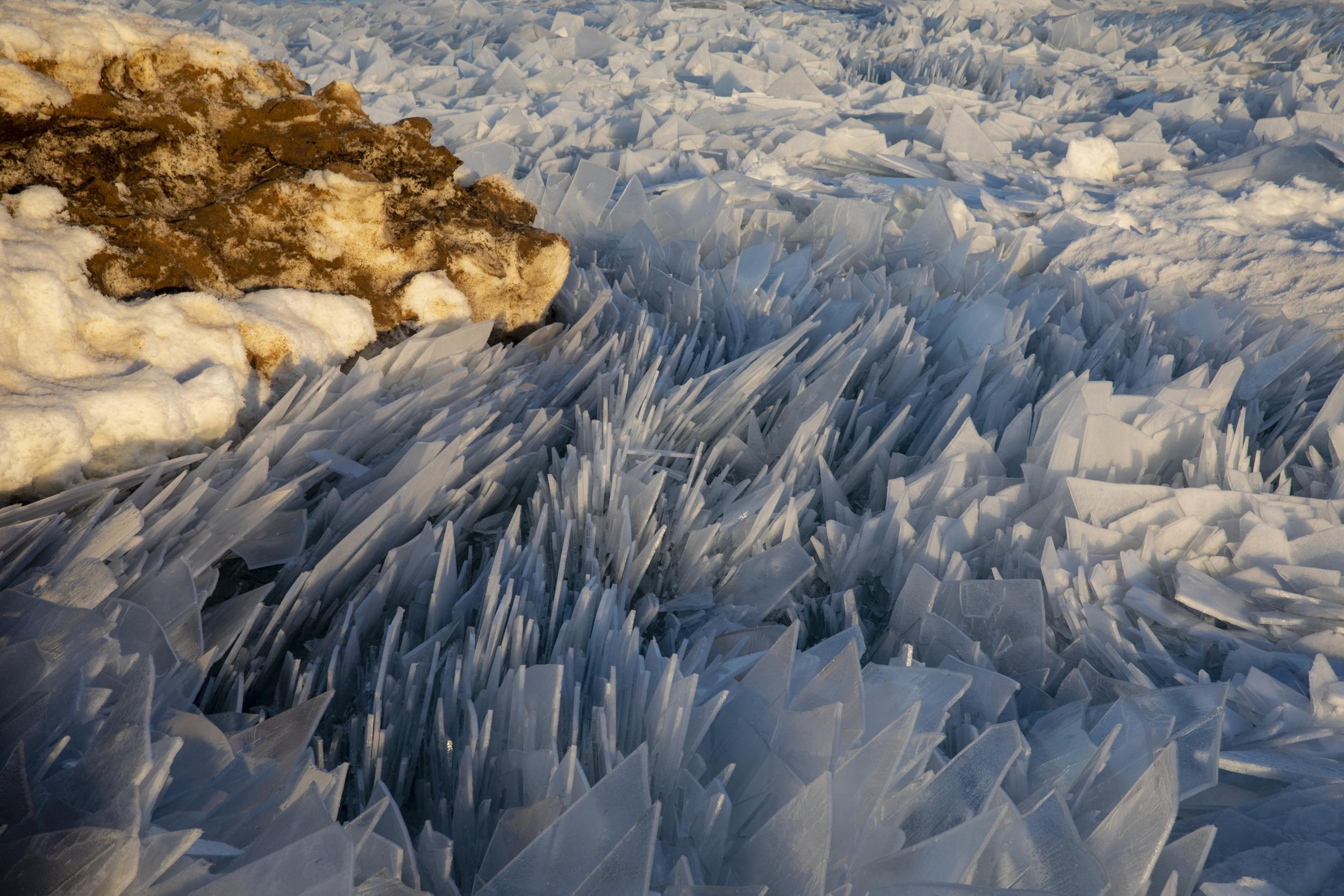 Ice shards are piling up on Lake Michigan (AP)