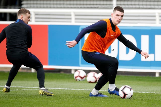 England's Declan Rice during the training session at St George's Park