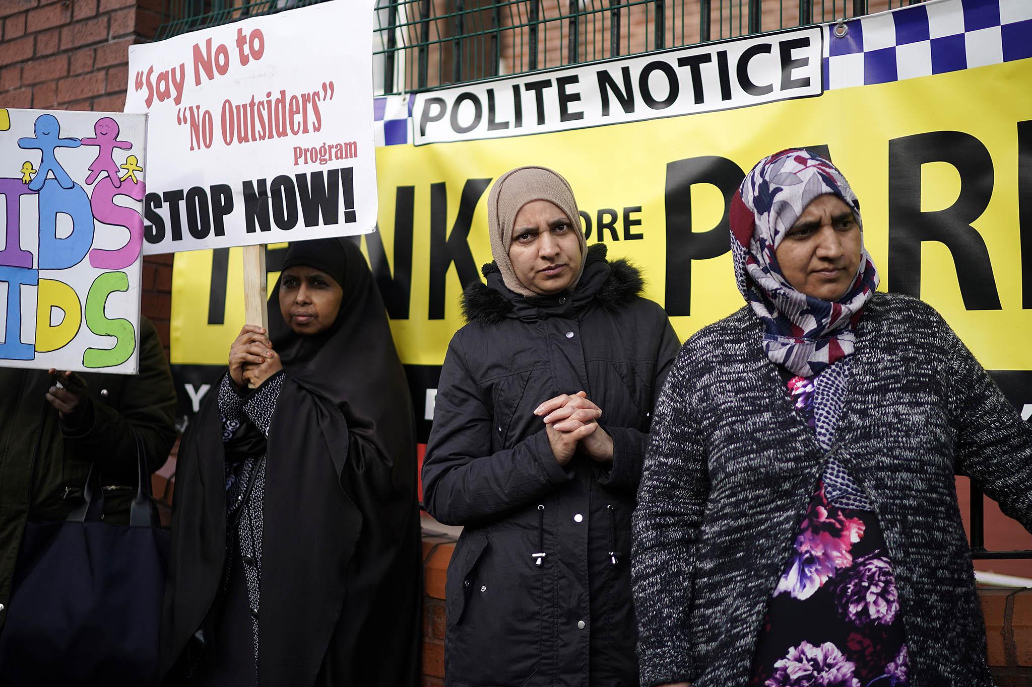 Protests have taken place outside Parkfield School in Birmingham