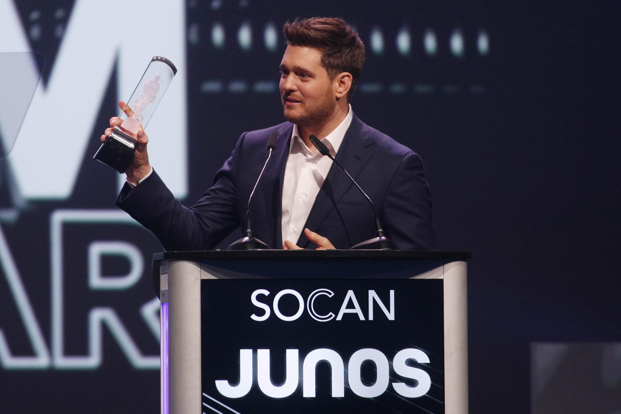 Michael Buble wins Adult Contemporary Album of the Year during the Juno Music Awards Gala in London, Canada on March 16, 2019