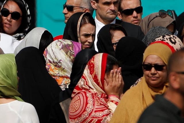 New Zealand’s prime minister Jacinda Ardern among the mourners in Christchurch’s Hagley Park