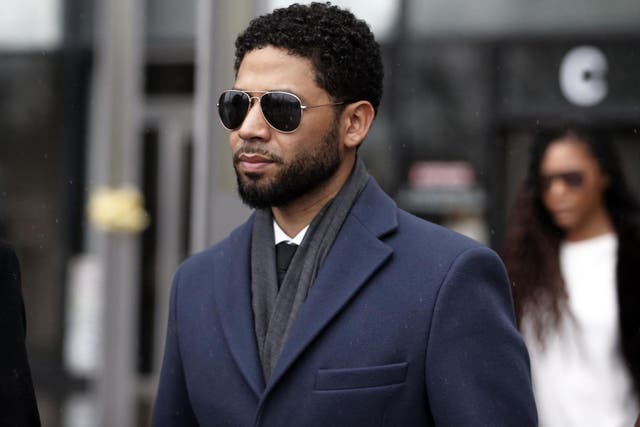 Jussie Smollett leaves Leighton Criminal Courthouse after his court appearance on 14 March, 2019 in Chicago, Illinois.