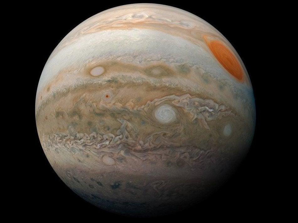 Nasa’s Juno spacecraft took this picture of Jupiter during a recent orbit