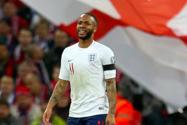 Raheem Sterling's superb hat-trick guided England to a 5-0 victory