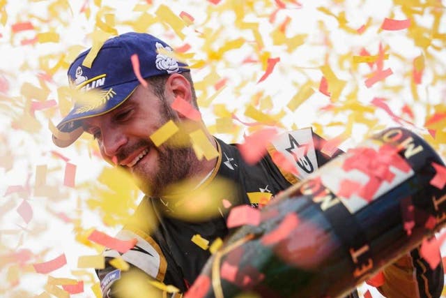 Jean-Eric Vergne celebrates his first Formula E victory of the season