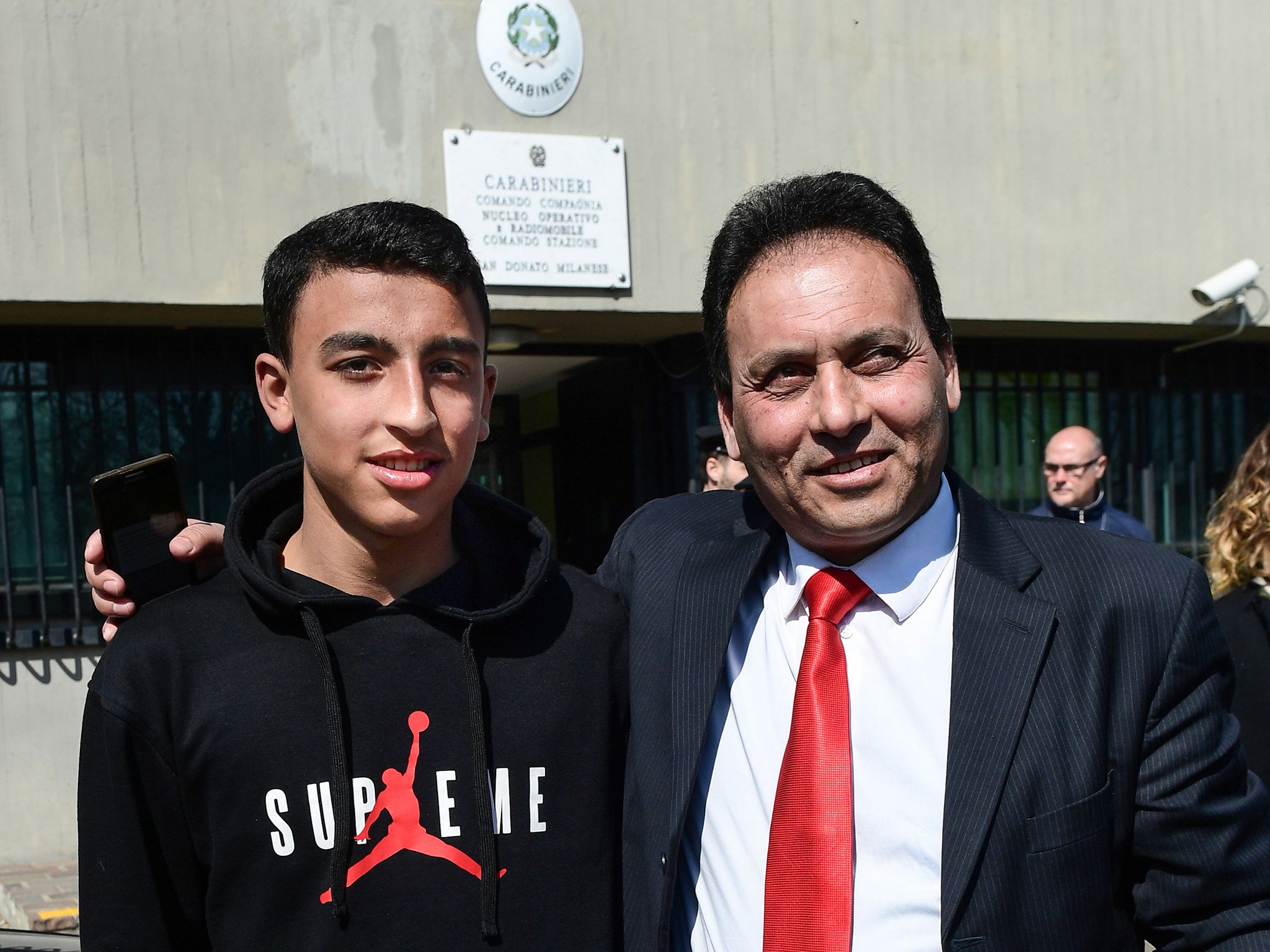 Ramy Shehata (left), pictured with his father, Khaled (right), is set to be granted citizenship after his bravery on the hijacked bus