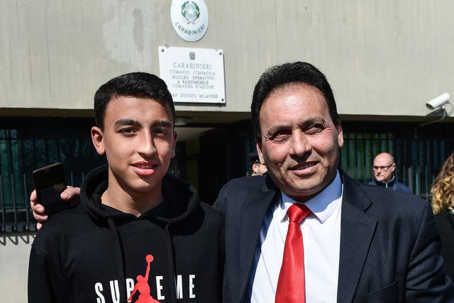 Ramy Shehata (left), pictured with his father, Khaled (right), is set to be granted citizenship after his bravery on the hijacked bus